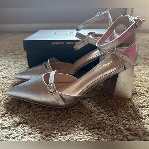 Lulu's Silver Strappy Block Heels
